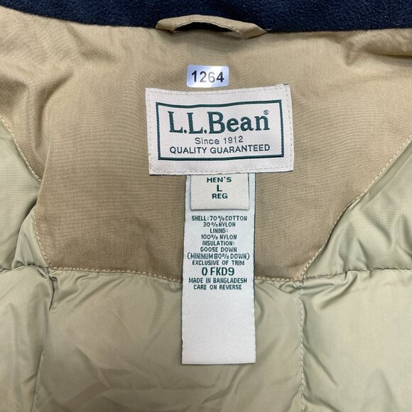 LL Bean Jacket Mens L Reg Olive Green Parka Goose Down Puffer Coat - Picture 9 of 15